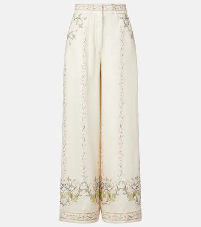 Agua By Agua Bendita Tota Floral Linen Wide-leg Pants In Neutral