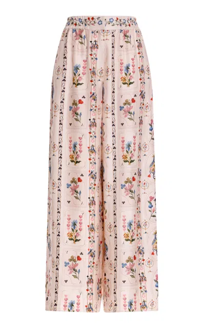 Agua By Agua Bendita Tota Hechizo Silk Straight Leg Pants In Multi