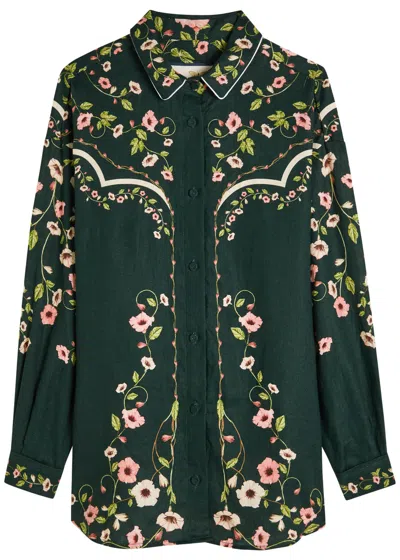 Agua By Agua Bendita Tota Mosquetero Floral-print Linen Shirt In Multi