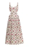 Agua By Agua Bendita Totumo Cutout Linen Midi Dress In White
