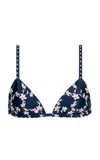 Agua By Agua Bendita Tulua Anhelo Printed Cotton Bikini Top In Blue
