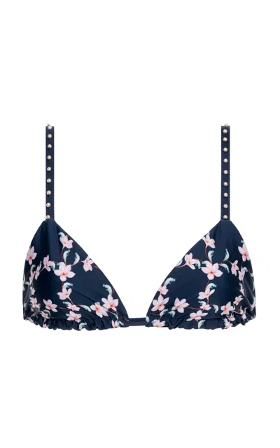 Agua By Agua Bendita Tulua Anhelo Printed Cotton Bikini Top In Animal Print