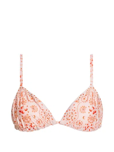 Agua By Agua Bendita Tulua Shell-print Bikini Top In Orange