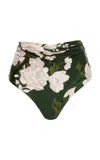 Agua By Agua Bendita Vavien Gardenia Printed Bikini Bottom In Black,white