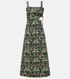 Agua By Agua Bendita Verano Cutout Floral Cotton Midi Dress In Green