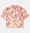 Agua By Agua Bendita Virtuosa Florecer Cropped Linen Shirt In Pink