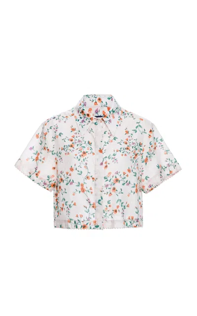 Agua By Agua Bendita Virtuosa Printed Linen Shirt In Floral