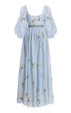 Agua By Agua Bendita Viviane Embroidered Linen Maxi Dress In Multicolour
