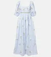 Agua By Agua Bendita Viviane Embroidered Linen Maxi Dress In Blue