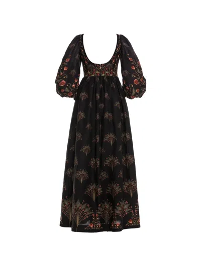 Agua By Agua Bendita Viviane Soledad Balloon Sleeve Maxi Dress In Multi