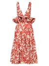 Agua By Agua Bendita Lago Maiz Printed Linen Midi Dress In Red Multicolor