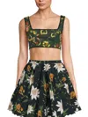 Agua By Agua Bendita Amanda Floral Poplin Crop Top In Neutral