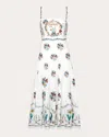 Agua By Agua Bendita Lima Florero Embroidered Linen Midi Dress In Florero