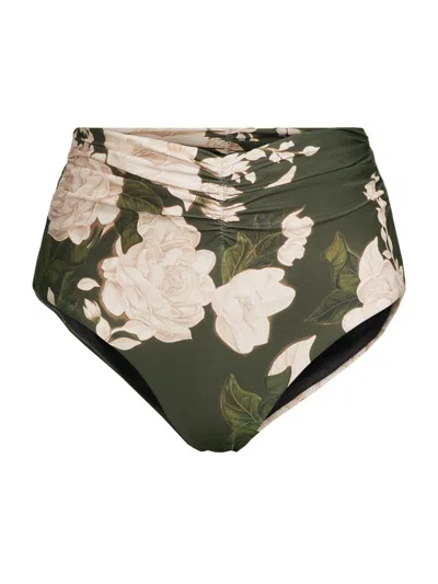 Agua By Agua Bendita Vaiven Gardenia Gathered Floral-print Recycled Bikini Briefs In Multi