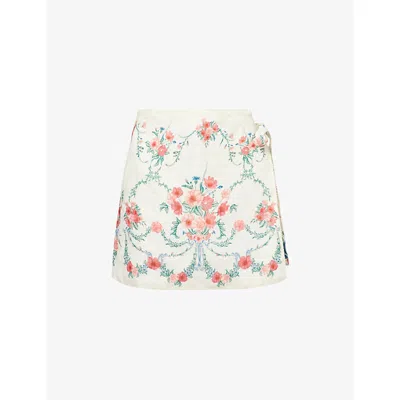 Agua By Agua Bendita Womens Multicolour Luna Mosqueta Wrap Linen Mini Skirt Xs