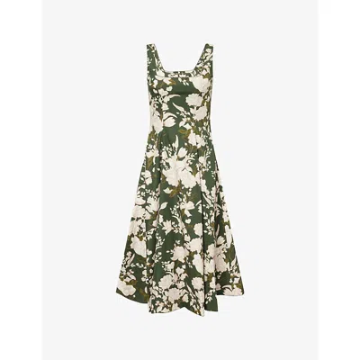 Agua By Agua Bendita Womens Pistilo Gardenia Floral-print Cotton Midi Dress Multicolour