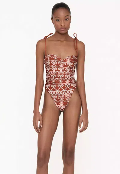 Agua By Agua Bendita Rabano Patterned Swimsuit In Brown