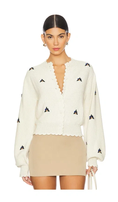 Agua By Agua Bendita X Escvdo Pradera Knitted Cardigan In Ivory