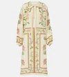 Agua By Agua Bendita Zircon Bisuteria Floral Linen Caftan In White