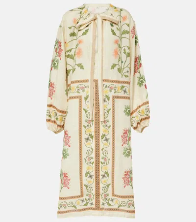 Agua By Agua Bendita Zircon Bisuteria Floral Linen Caftan