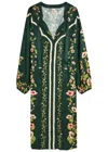 Agua By Agua Bendita Zircón Mosquetero Floral-print Linen Midi Kaftan In Multi