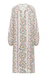 Agua By Agua Bendita Zircon Printed Linen Midi Caftan In Ivory