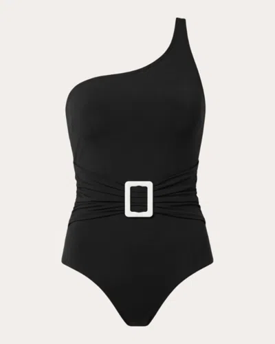 Aguaclara Women's Belted Asymmetric One-piece In Black