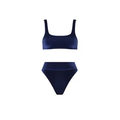 Aguaclara Women's Blue Dynastie Bandeau Top - High Rise Bottom