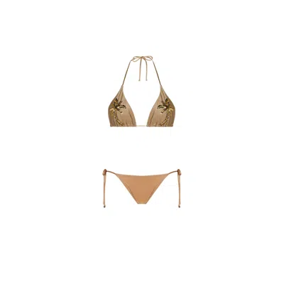 Aguaclara Women's Brown Dune Triangle Top - Side Tie Bottom