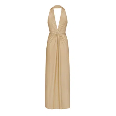 Aguaclara Women's Gold Doree Maxi Dress Halter