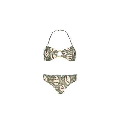 Aguaclara Women's Green Bedouine Bandeau Top - Hipster Bottom