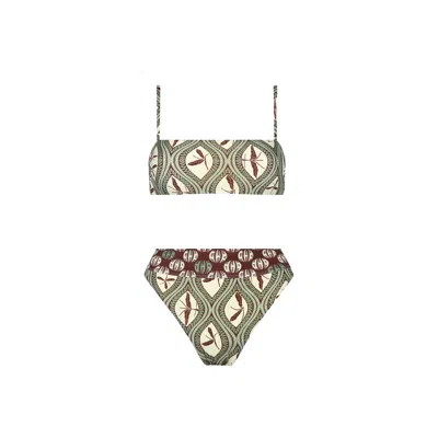 Aguaclara Women's Green Bedouine Bandeau Top - High Rise Bottom