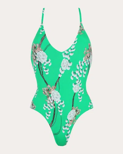 Aguaclara Women's Jade V-neck One-piece In Green