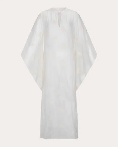 Aguaclara Women's La Perle Sheer Embroidered Maxi Kaftan In White