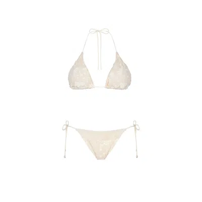 Aguaclara Women's Neutrals La Perle Triangle Top - Side Tie Bottom In Yellow