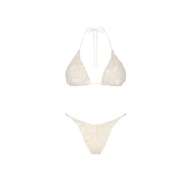 Aguaclara Women's Neutrals La Perle Triangle Top - String Bottom In White