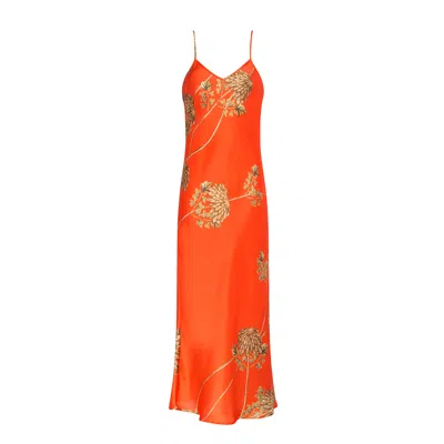 Aguaclara Women's Orange Riad Midi Slip Dress