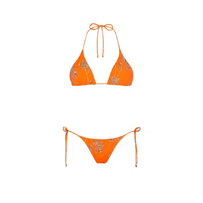 Aguaclara Women's Orange Riad Triangle Top - Side Tie Bottom