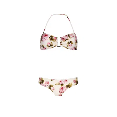 Aguaclara Women's Pink Rose Bandeau Top - Hipster Bottom