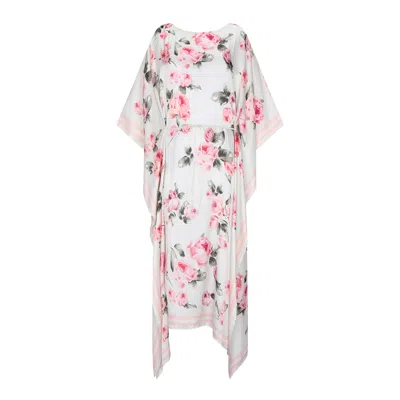 Aguaclara Women's Pink Rose Long Kaftan In Multi