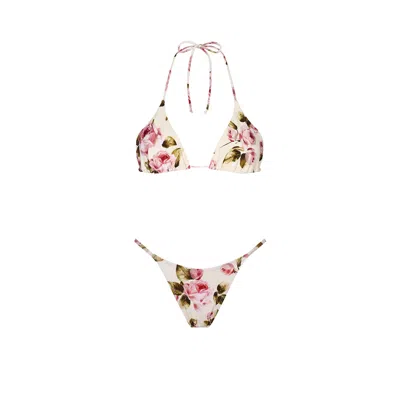 Aguaclara Women's Pink Rose Triangle Top - String Bottom