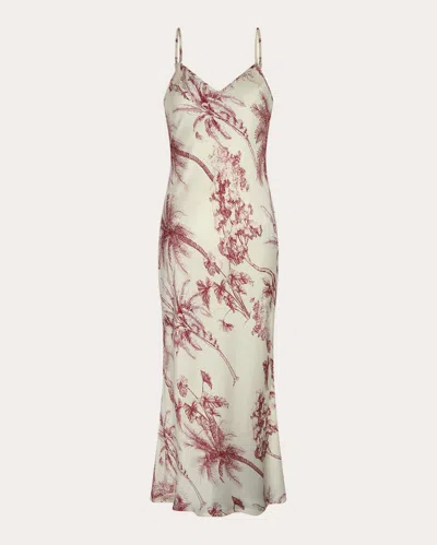 Aguaclara Women's Provence Silk Midi Slip Dress In Red