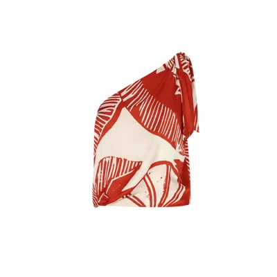 Aguaclara Women's Red Lemon Asymetric Blouse