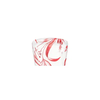 Aguaclara Women's Red Rouge Bustier Top In White