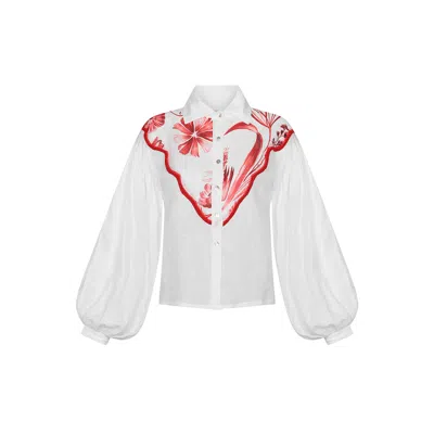 Aguaclara Women's Red Rouge Oversized Sleeves Shirt