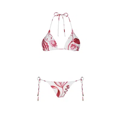 Aguaclara Women's Red Rouge Triangle Top - Side Tie Bottom In Multi