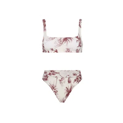 Aguaclara Women's Red / White Provence Pullover Style Crop Tank - High Rise Bottom In Red/white