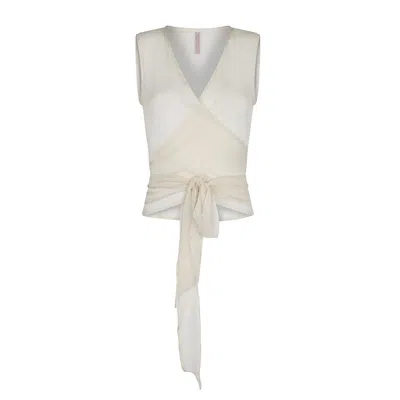 Aguaclara Women's White Antibes Silk Wrap Blouse