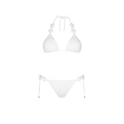 Aguaclara Women's White Blanc Triangle Top - Side Tie Bottom