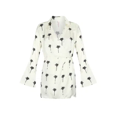 Aguaclara Women's White Palms Mini Wrap Dress